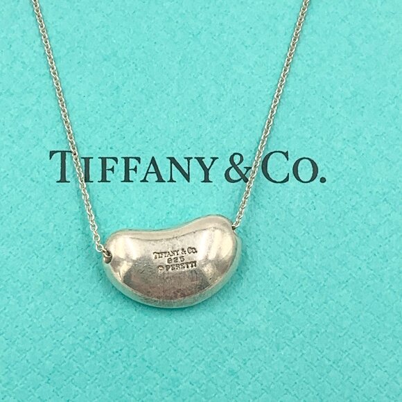 Authentic Tiffany & Co Elsa Peretti 925 Silver 18mm Large Bean Necklace - Picture 1 of 8